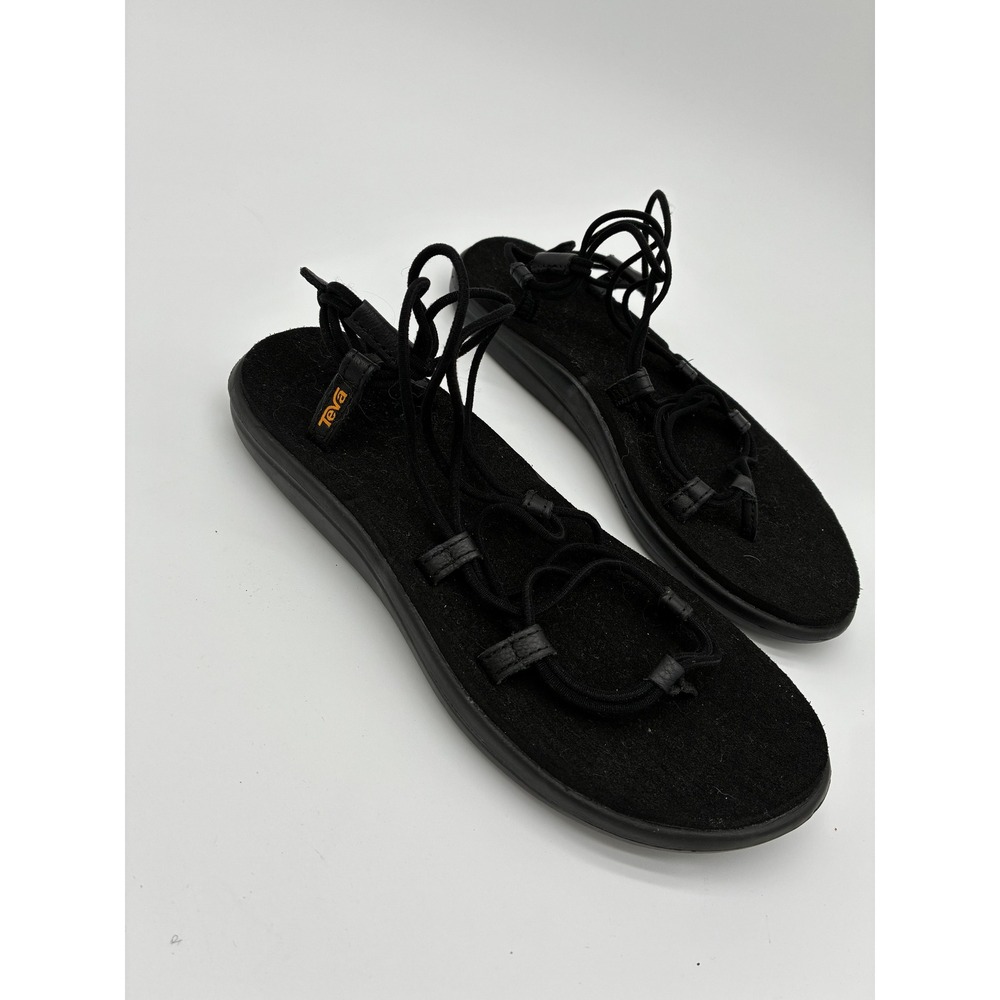 Teva Voya Infinity Black Strappy Gladiator Mush Comfort Sandals Womens 7